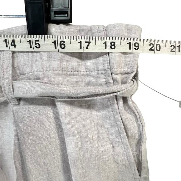 Women's Cropped Linen Pants - Light Gray - Picture 6 of 12